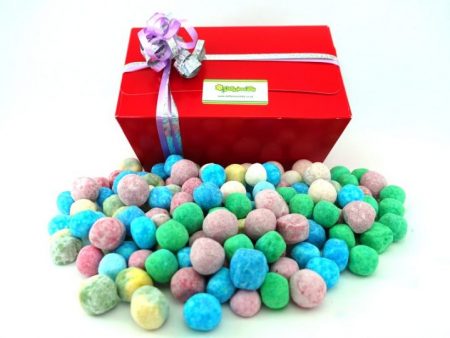 1 kilo of assorted colourful bonbon sweets with red presentation box